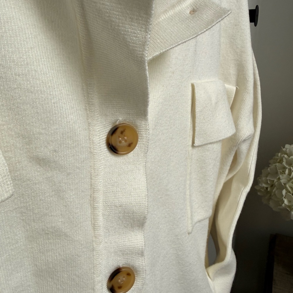 Cream Button Shacket - Picture 3 of 5
